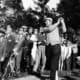 Bobby Locke 1953 på Kevinge med blades & persimmon, 4-faldig majorvinnare, när han tangerade banrekordet 65 slag.